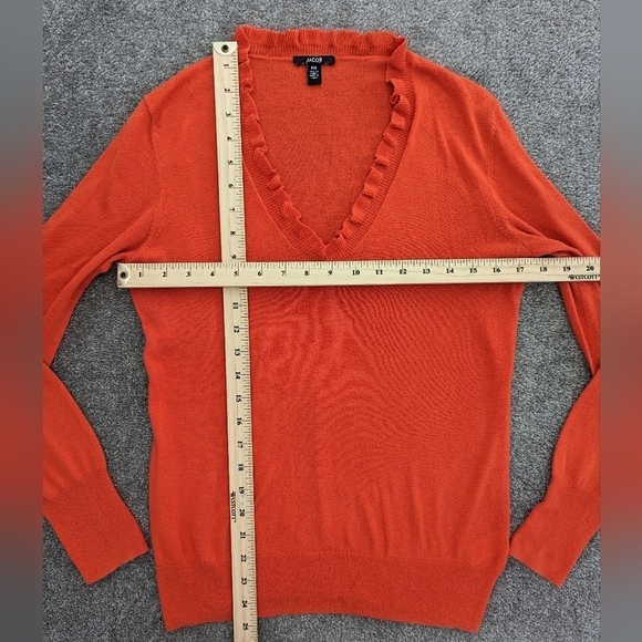 JACOB ruffled neck orange sweater women's size Small - Picture 6 of 8